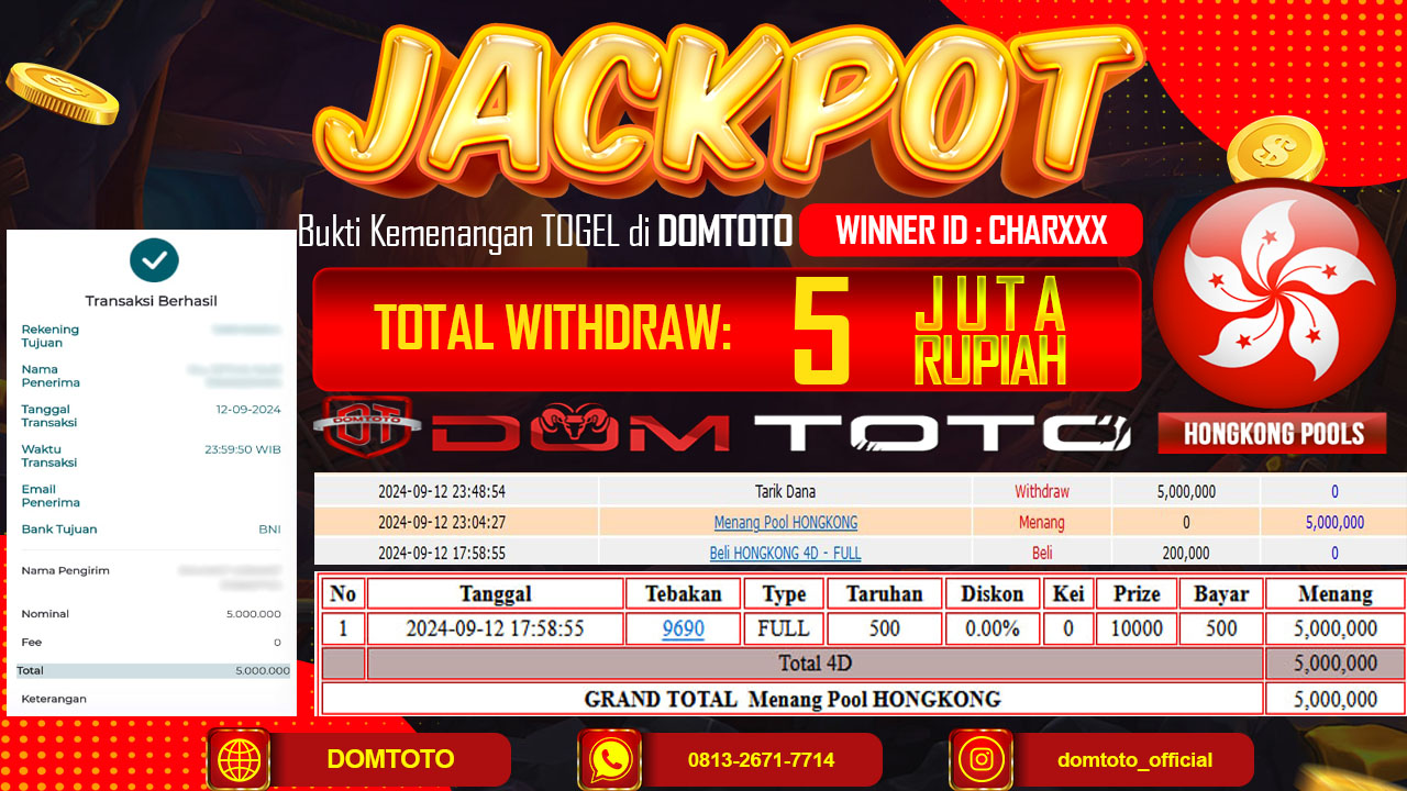 JACKPOT HONGKONG POOLS 4D 12 SEPTEMBER 2024